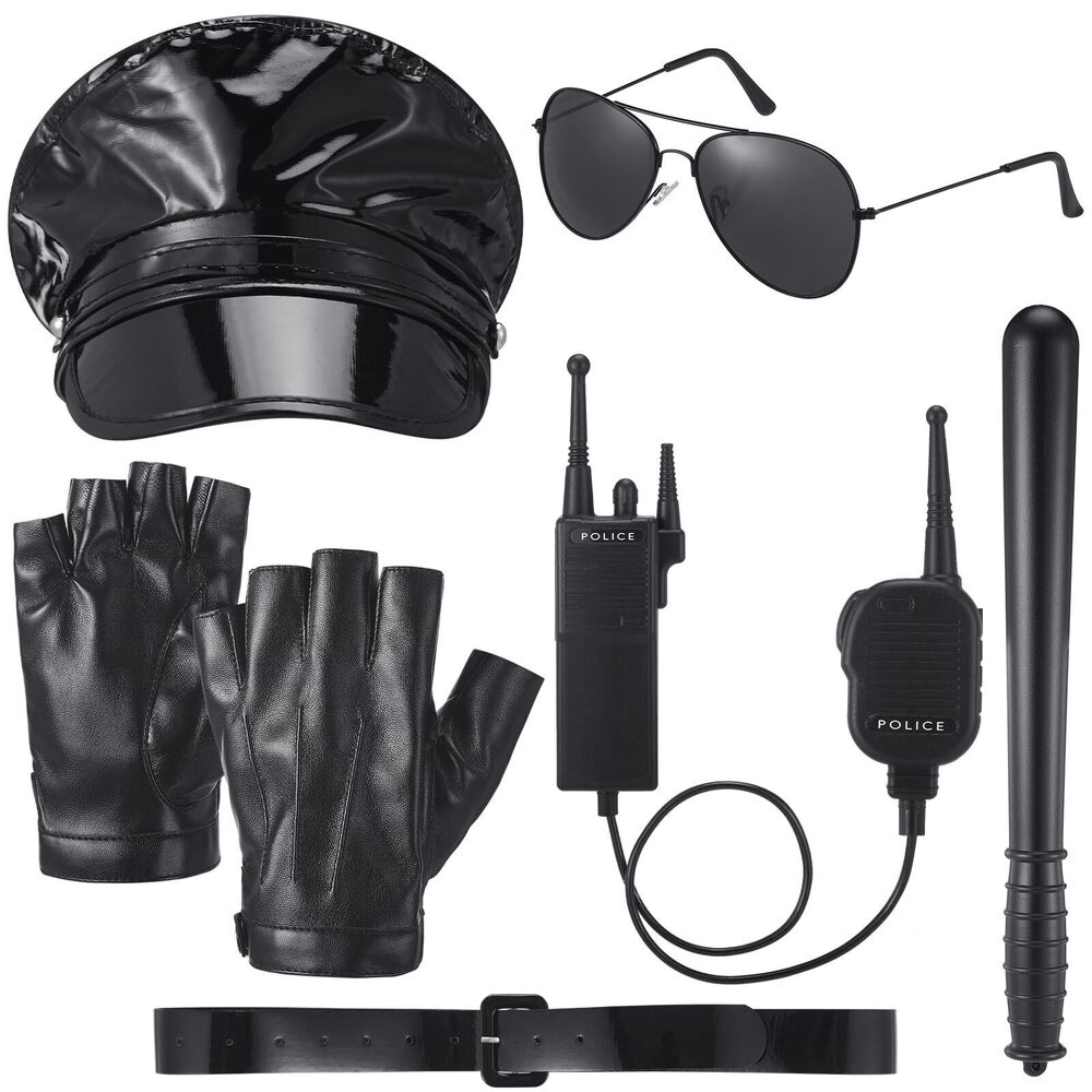 2692 7 Pcs Police Costume Accessories Police Officer Accessory Set Cop
